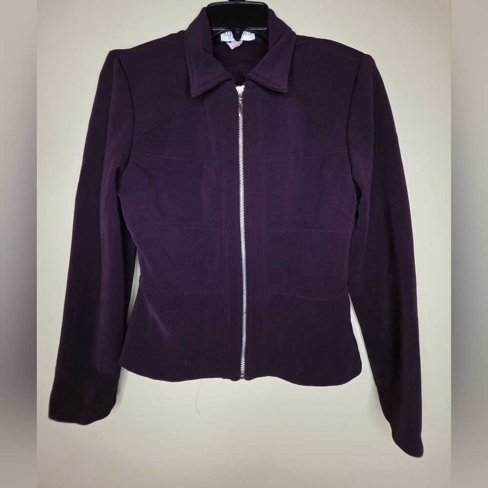 Alyn Paige Vintage Women's Purple Zip UP Stretchy Jacket Size M Made In USA